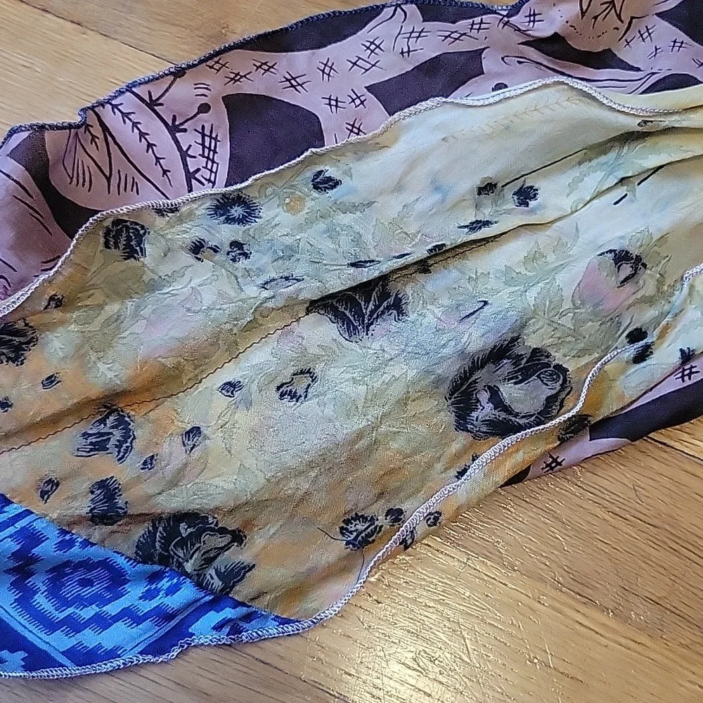 Silk multi media ruffle scarf. Vi tage silk.